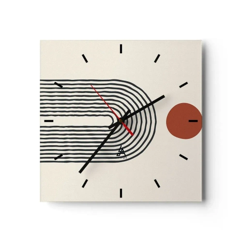 Ceas de perete - Ceas pe sticlă - Magnetismul formelor și al culorilor - 30x30 cm