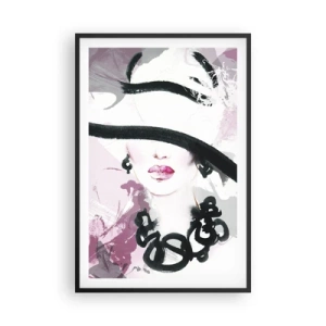 Poster în ramă neagră - Studiu unei dame în negru și roz - 61x91 cm
