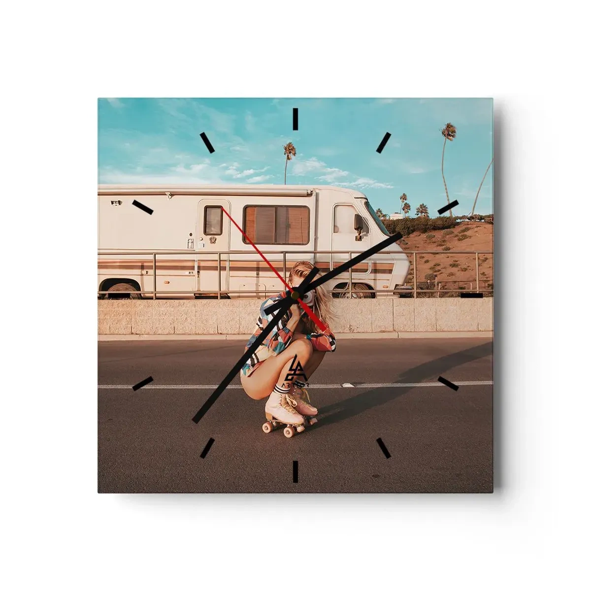 Ceas de perete - Ceas pe sticlă - Zâmbiți, vă rog! - 40x40 cm