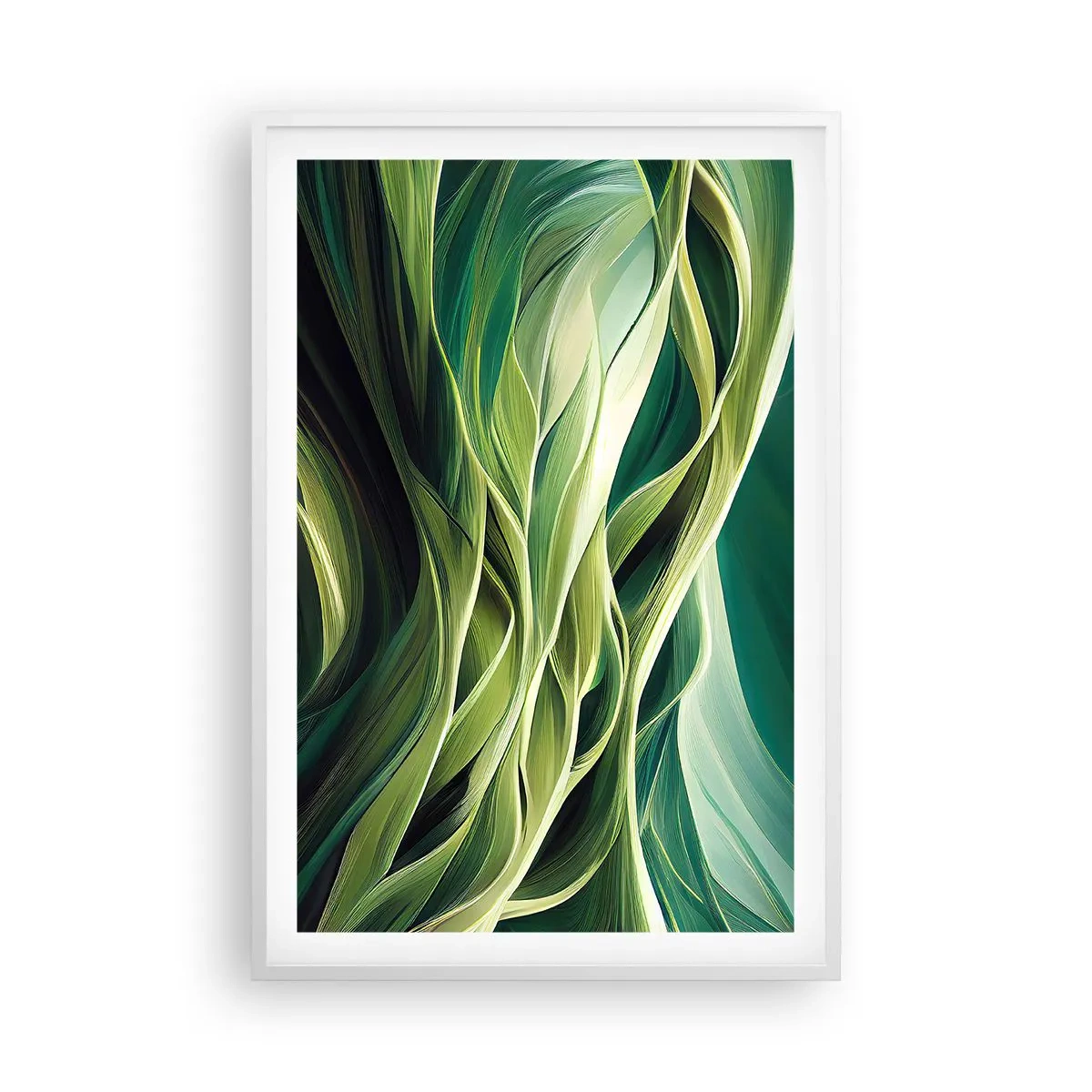 Poster în ramă albă - Un joc abstract de verde - 61x91 cm