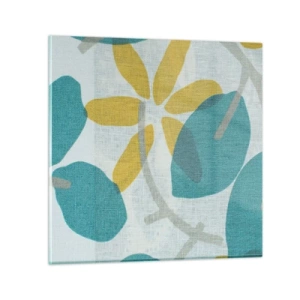 Tablou pe sticlă - Printre frunzele de azur - 30x30 cm