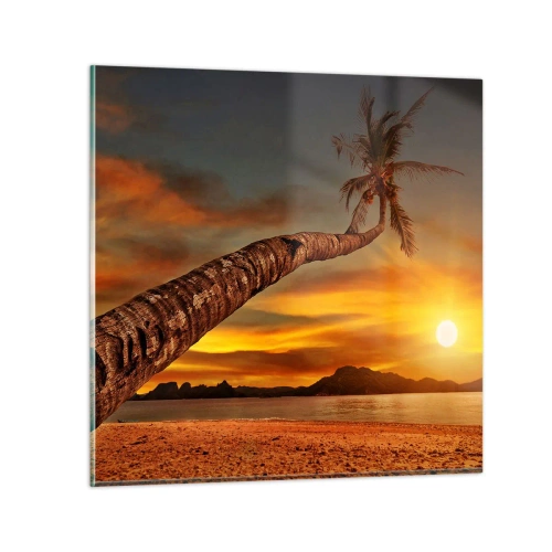 Tablou pe sticlă - Vacanță exotică, aventură în Caraibe - 50x50 cm