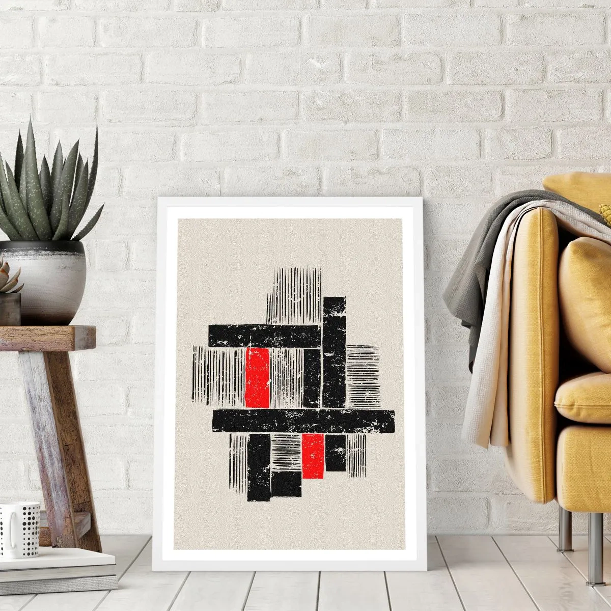 Poster în ramă albă - Roșu și negru - 50x70 cm