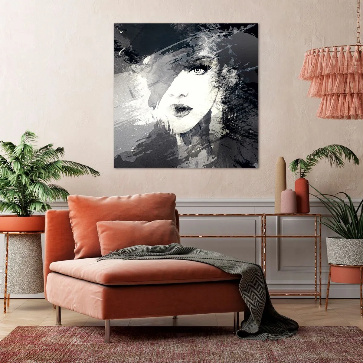 Tablou pe pânză - Din spatele unui voal gri - 40x40 cm