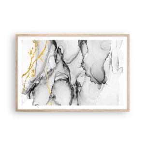 Poster în ramă de stejar deschis - Compoziție cu motiv auriu - 91x61 cm