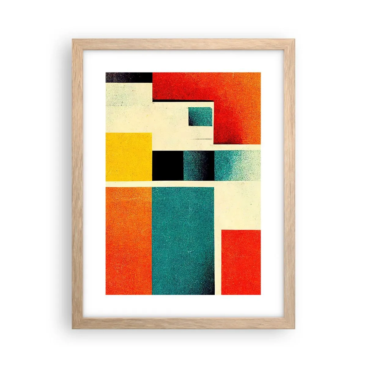 Poster în ramă de stejar deschis - Abstracție geometrică - energie bună - 30x40 cm