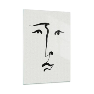 Tablou pe sticlă - Portret tras cu o linie - 50x70 cm