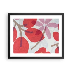 Poster în ramă neagră - Aranjament floral în roz - 50x40 cm