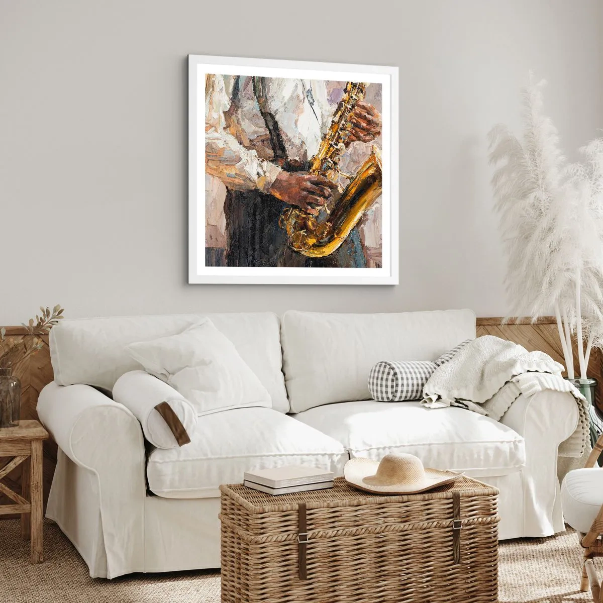 Poster în ramă albă - E timpul pentru a cânta solo - 30x30 cm