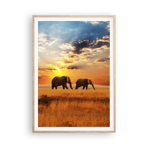 Poster în ramă de stejar deschis - Plimbare în familie - 70x100 cm