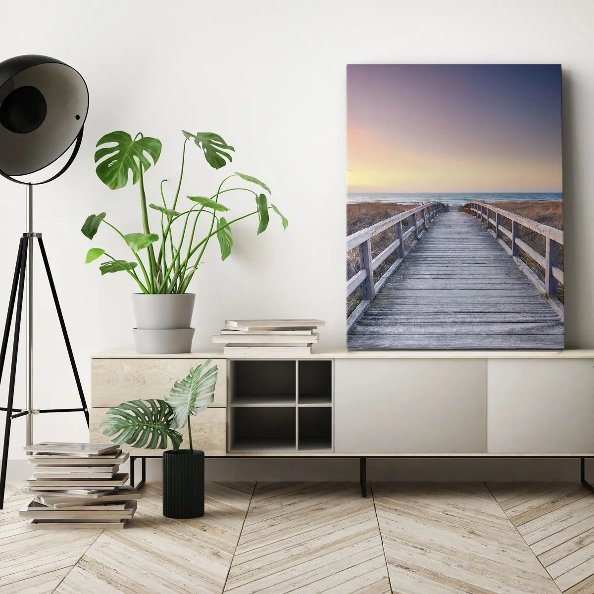 Tablou pe pânză - Aurora baltică de seară - 65x120 cm