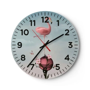 Ceas de perete - Ceas pe sticlă - Alegoria mingii de baschet - 40x40 cm