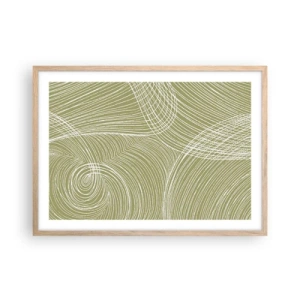 Poster în ramă de stejar deschis - Abstracție complicată în alb - 70x50 cm