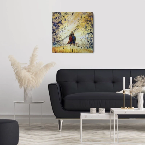 Ceas de perete - Ceas pe sticlă - Un moment magic - 40x40 cm