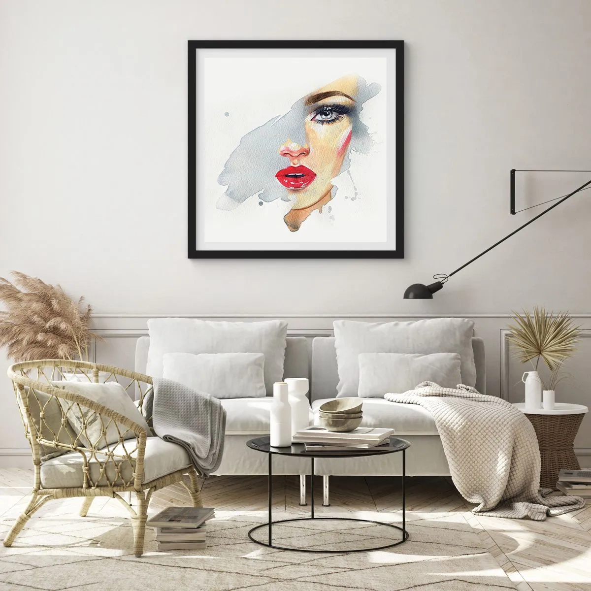 Poster în ramă neagră - Reflecție într-o picătură de apă - 60x60 cm