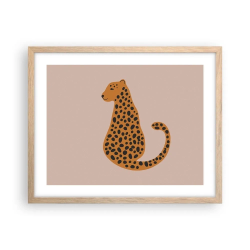 Poster în ramă de stejar deschis - Modelul leopard este tot timpul la modă - 50x40 cm