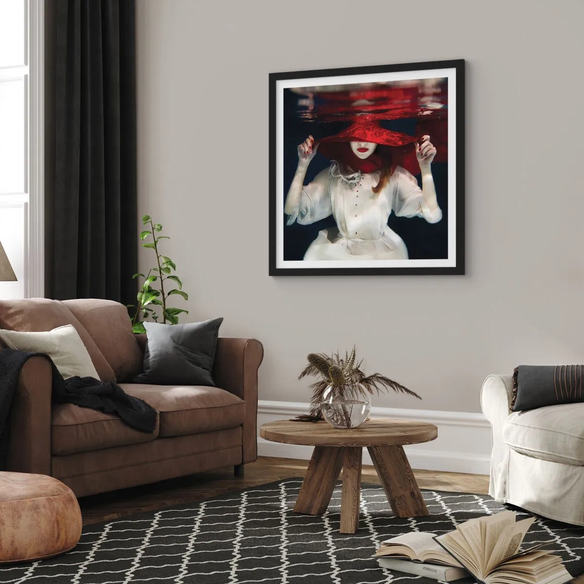 Poster în ramă neagră - Frumoasa fantomă - 40x40 cm