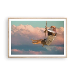 Poster în ramă de stejar deschis - Distracție în nori - 91x61 cm