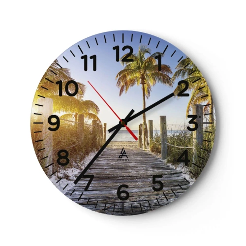 Ceas de perete - Ceas pe sticlă - Direct în paradis - 30x30 cm