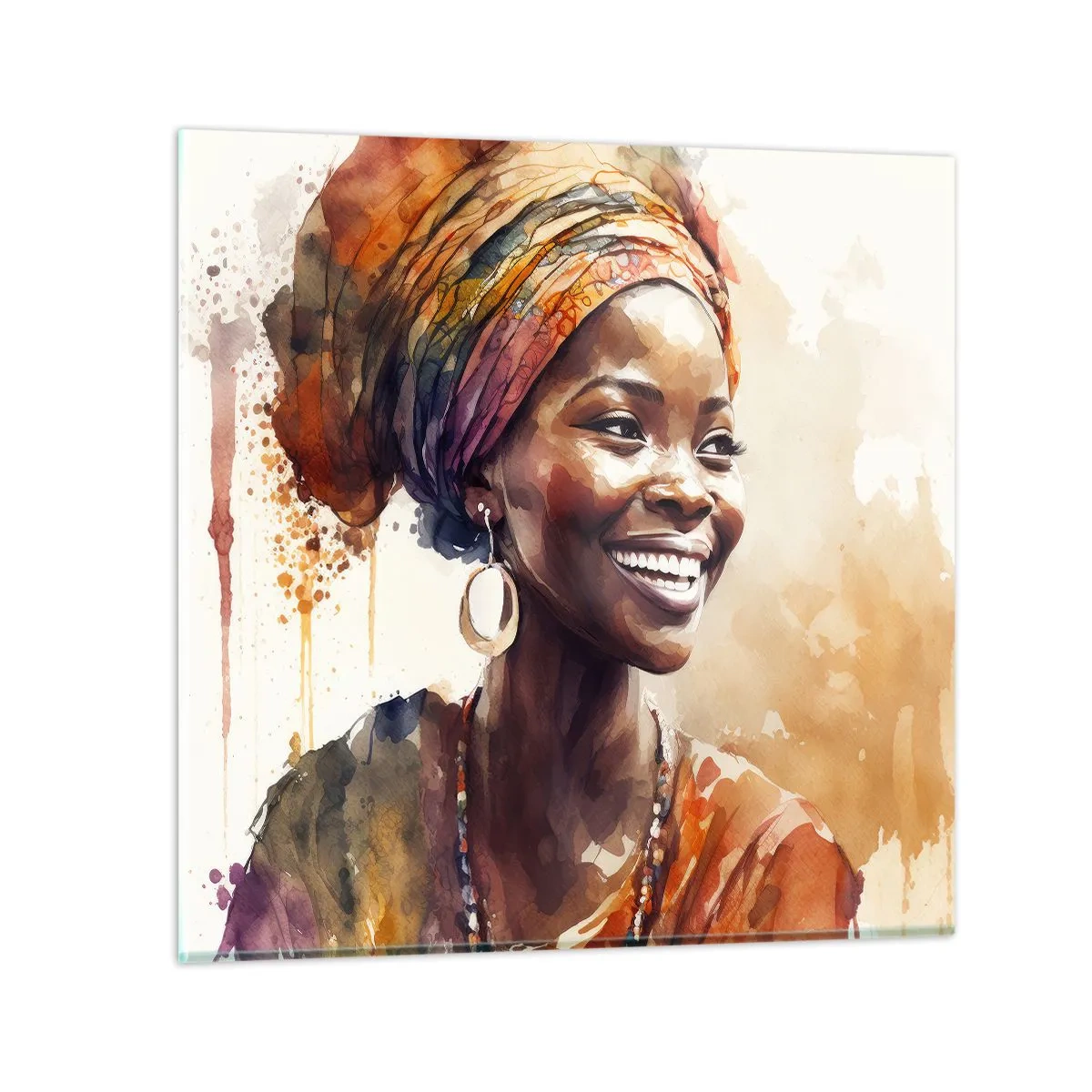 Tablou pe sticlă - Regina africană - 40x40 cm