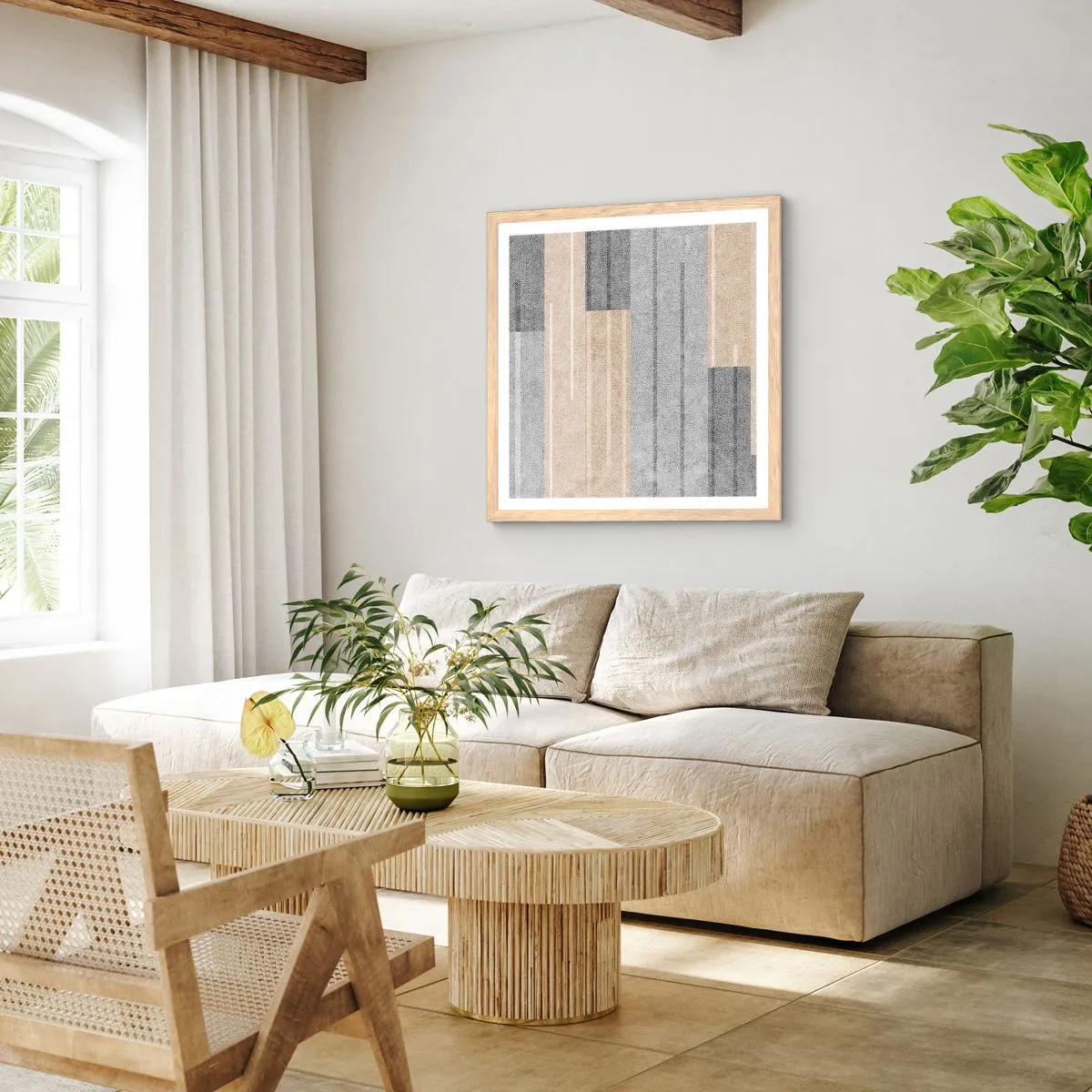 Poster în ramă de stejar deschis - Compoziție: în poziție verticală - 30x30 cm