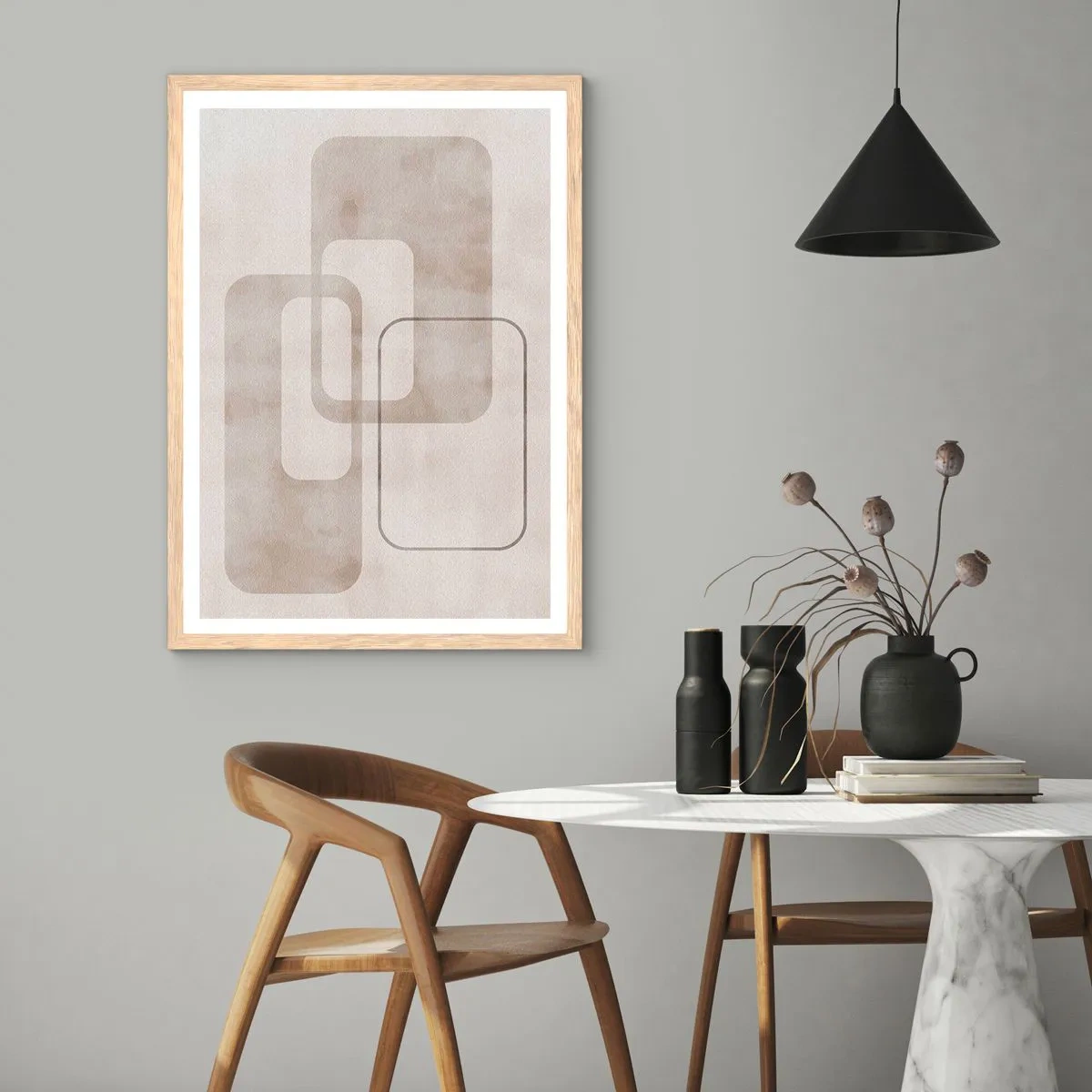 Poster în ramă de stejar deschis - Fuga geometrică - 40x50 cm