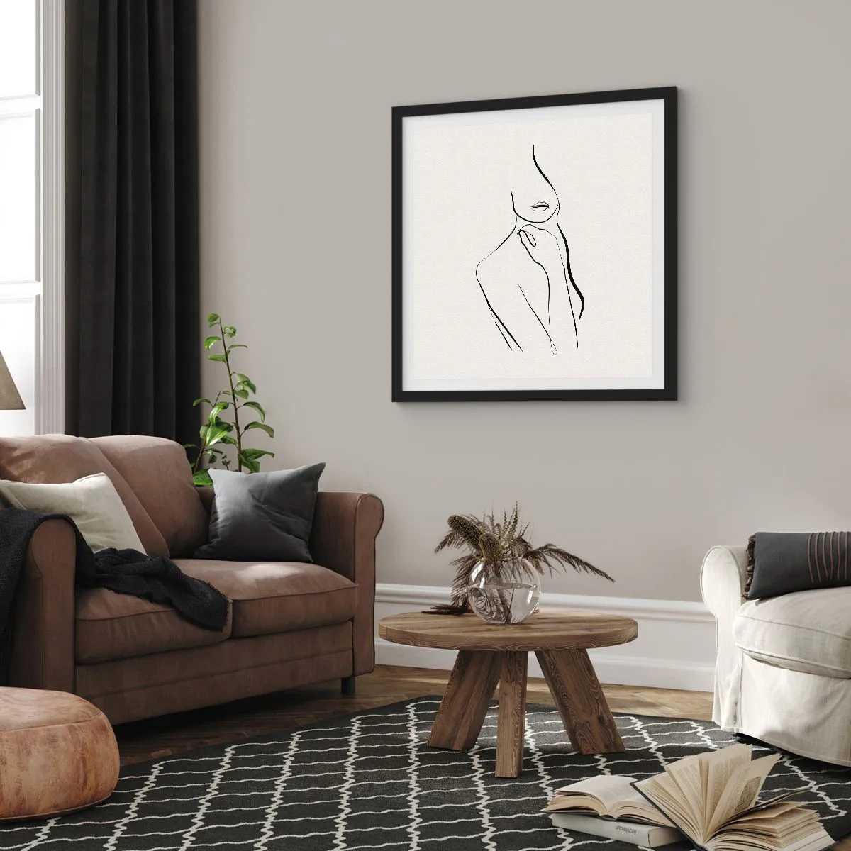 Poster în ramă neagră - Val de melancolie - 30x30 cm