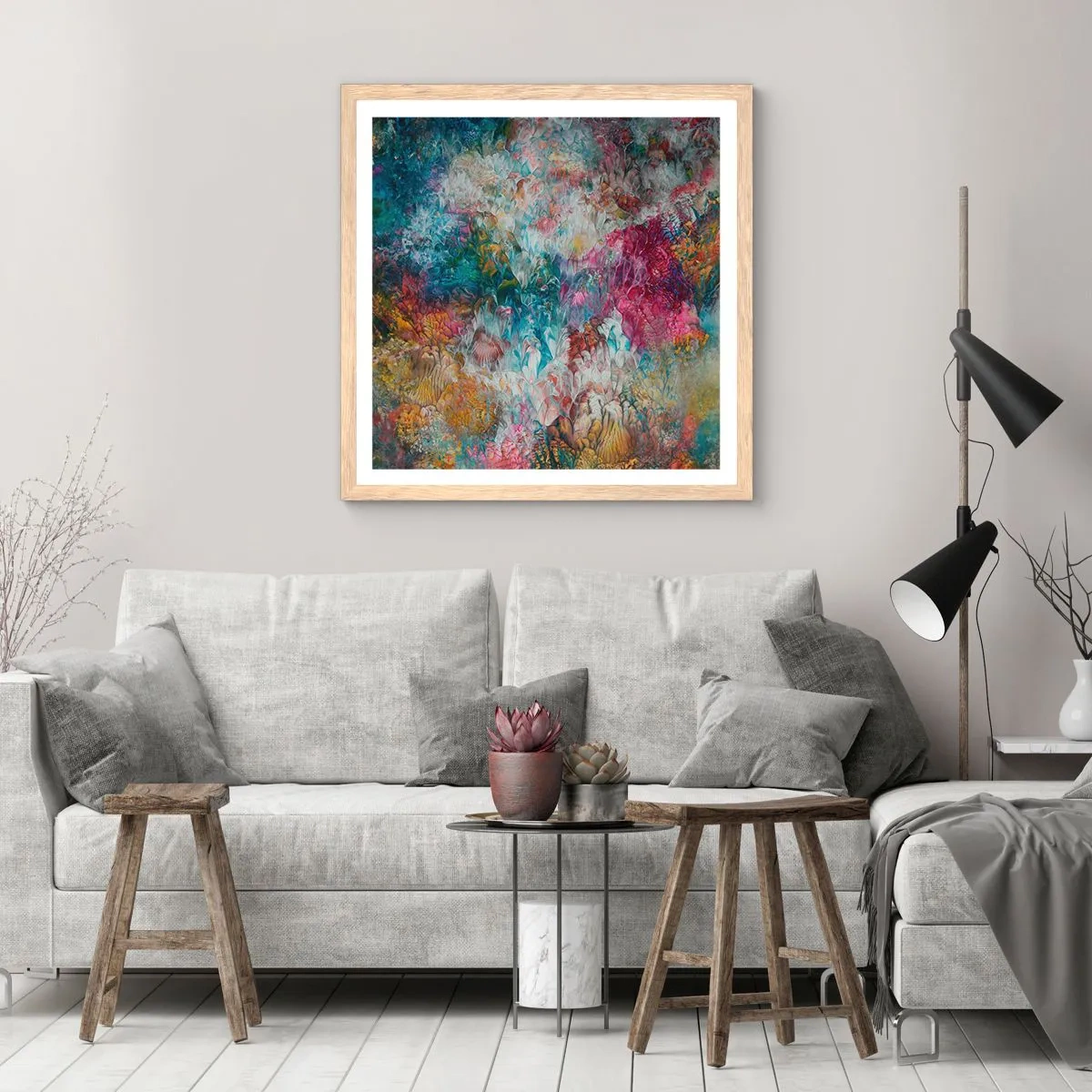 Poster în ramă de stejar deschis - În plină înflorire - 60x60 cm