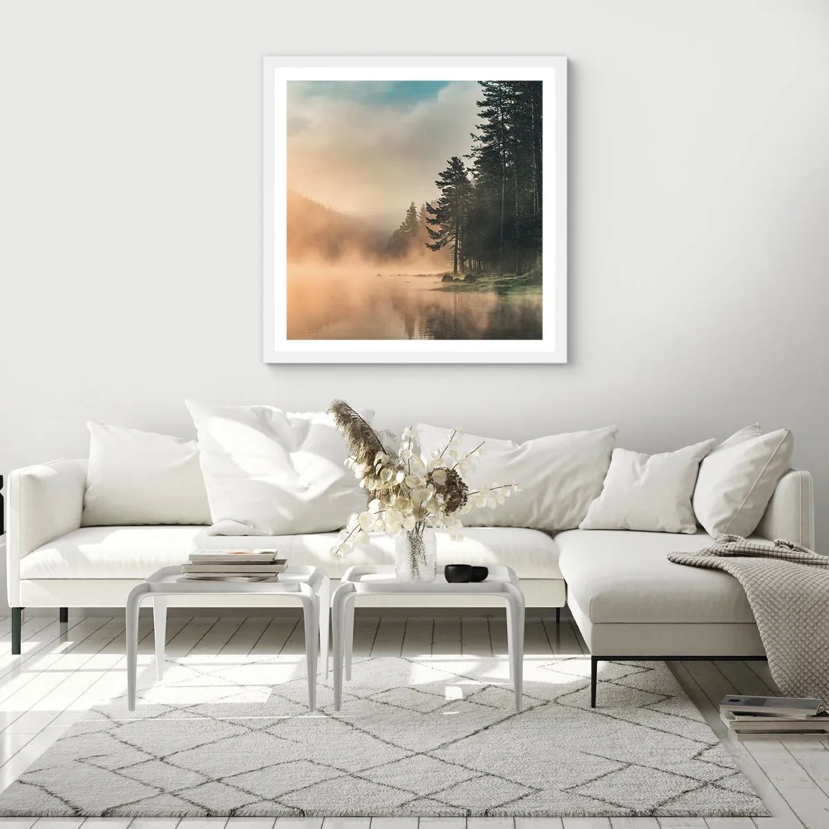 Poster în ramă albă - Nașterea unei zile - 40x40 cm