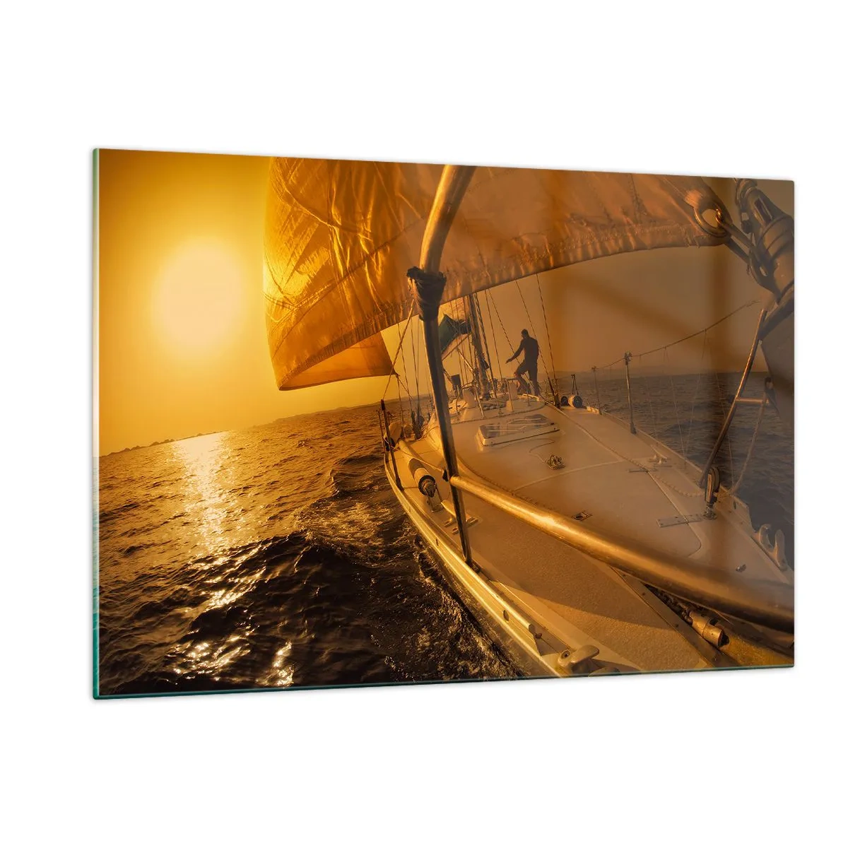 Tablou pe sticlă - O seară aurie după o zi multicoloră - 120x80 cm