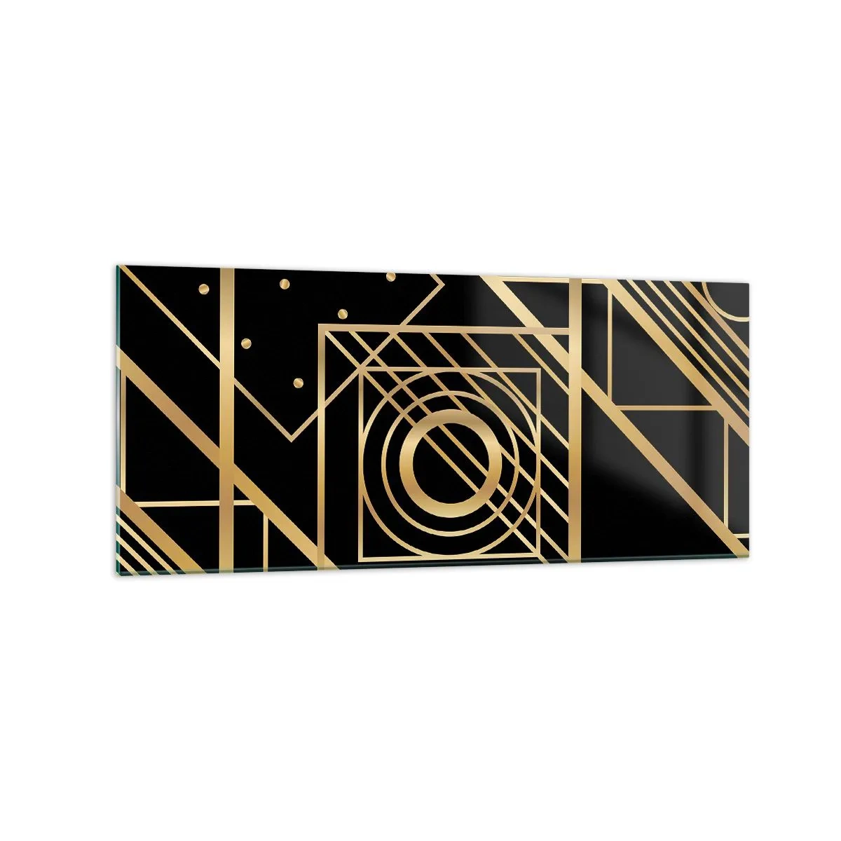 Tablou pe sticlă - Geometrie de aur - 120x50 cm