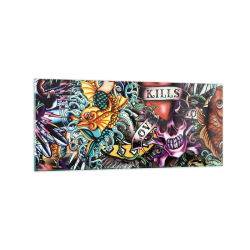 Tablou pe sticlă - Visul unui artist tatuator - 120x50 cm