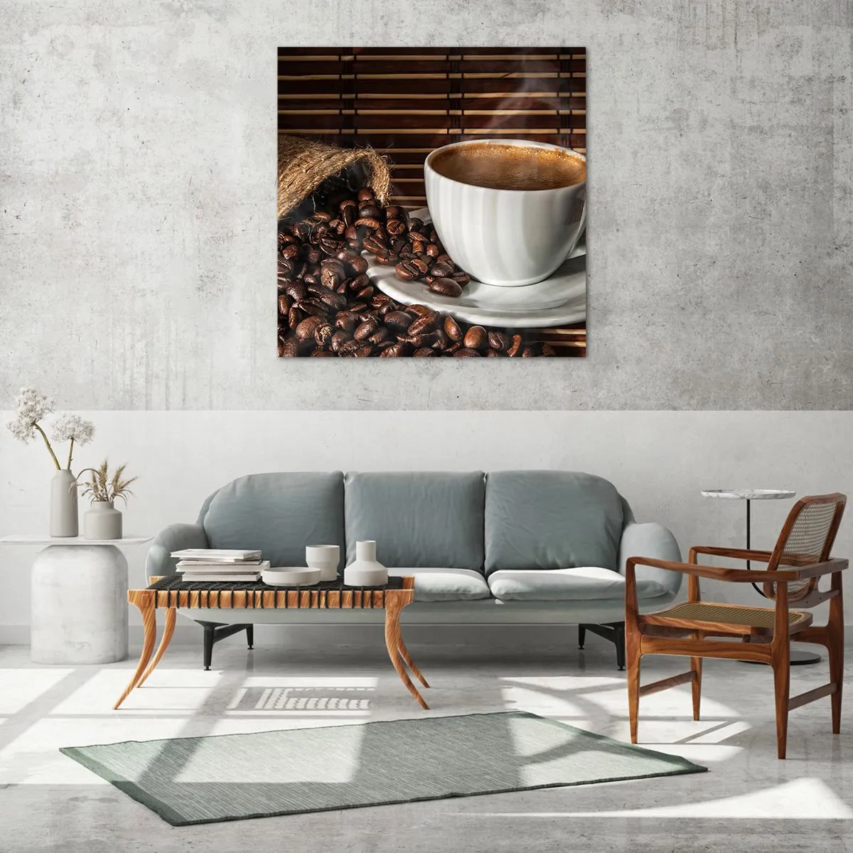 Tablou pe sticlă - Negru de cărbune, transparență de chihlimbar - 50x50 cm