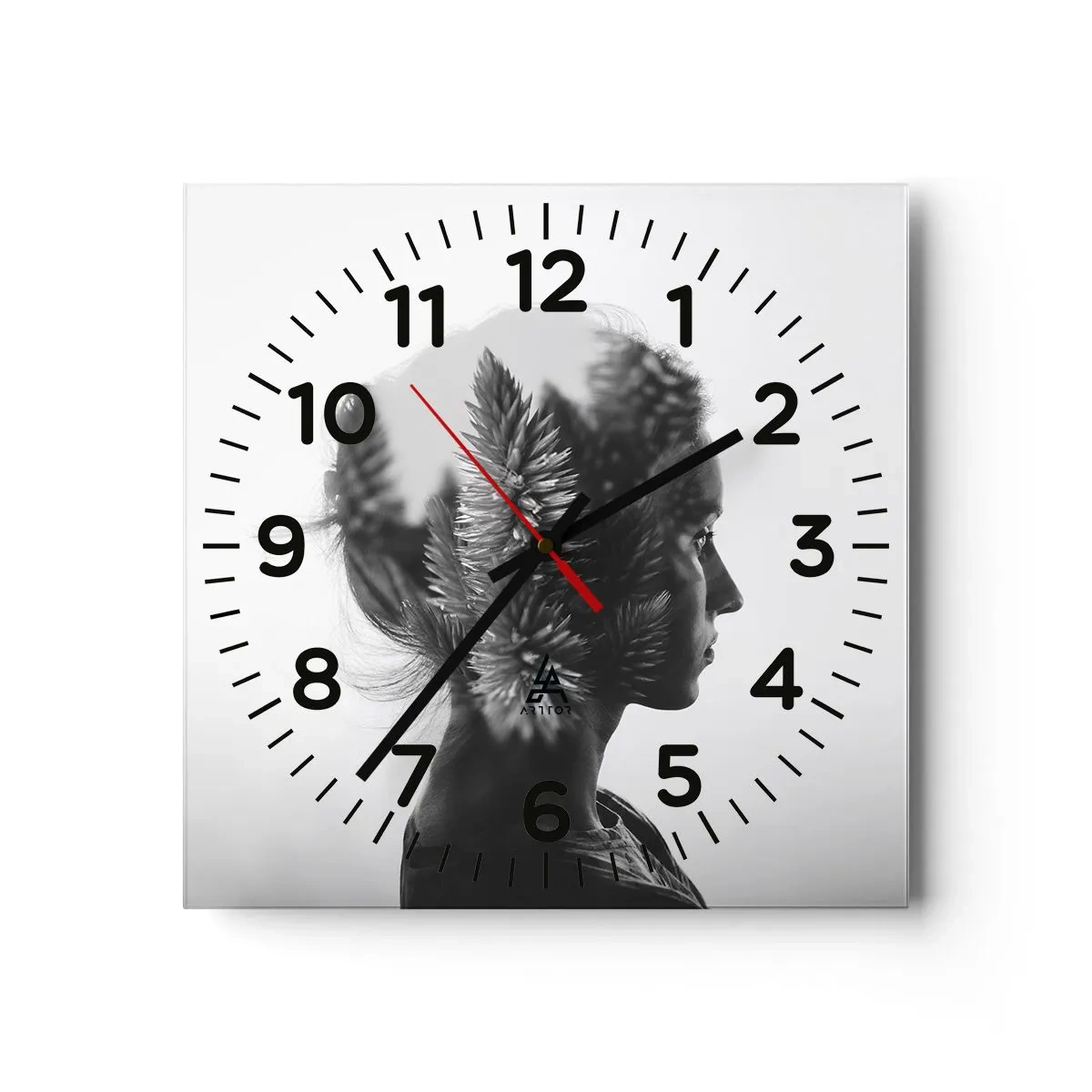 Ceas de perete - Ceas pe sticlă - Doamna din pădurea de pini - 40x40 cm