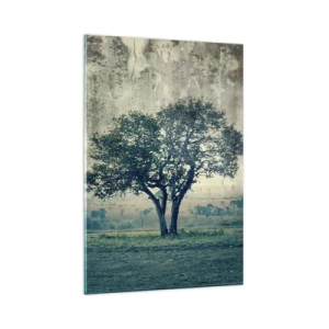 Tablou pe sticlă - Un măr pe o pajiște albastră? - 80x120 cm
