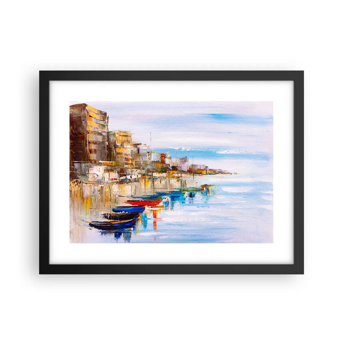 Poster în ramă neagră - Port urban multicolor - 40x30 cm