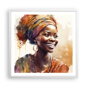 Poster în ramă albă - Regina africană - 60x60 cm