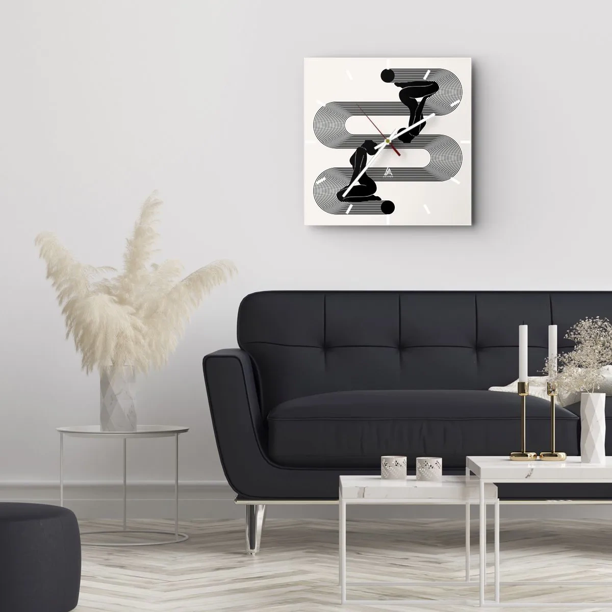 Ceas de perete - Ceas pe sticlă - Simetrie senzuală - 40x40 cm