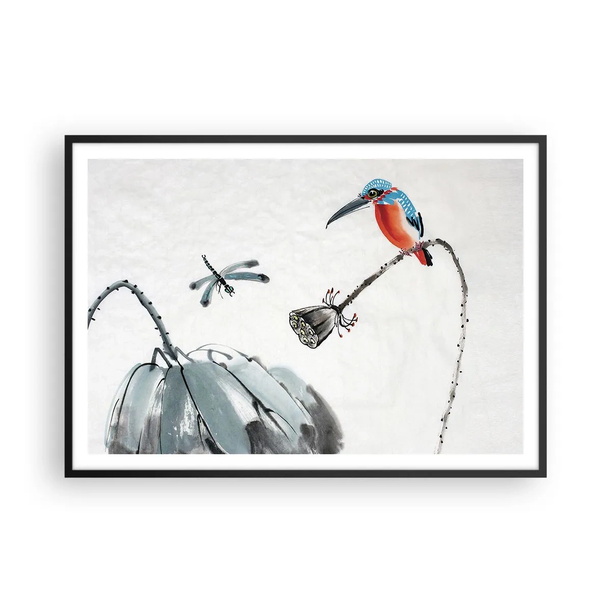 Poster în ramă neagră - Viața de pajiște - 100x70 cm