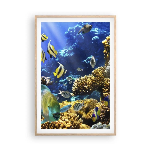 Poster în ramă de stejar deschis - Trafic intens pe traseul de vacanță - 61x91 cm