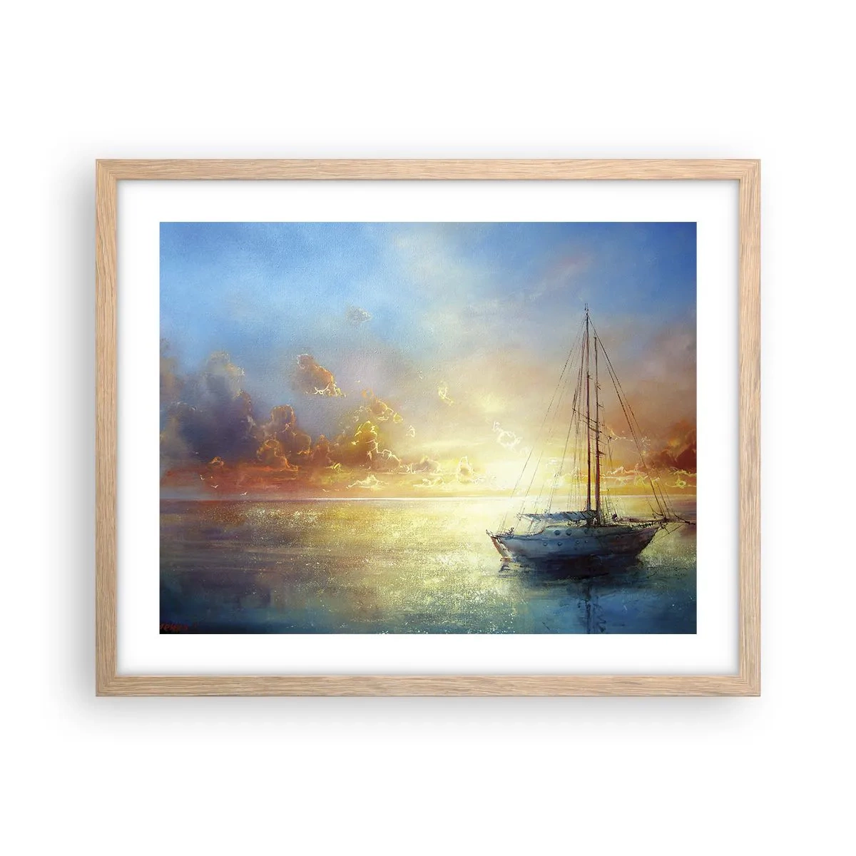 Poster în ramă de stejar deschis - Într-un golf de aur - 50x40 cm