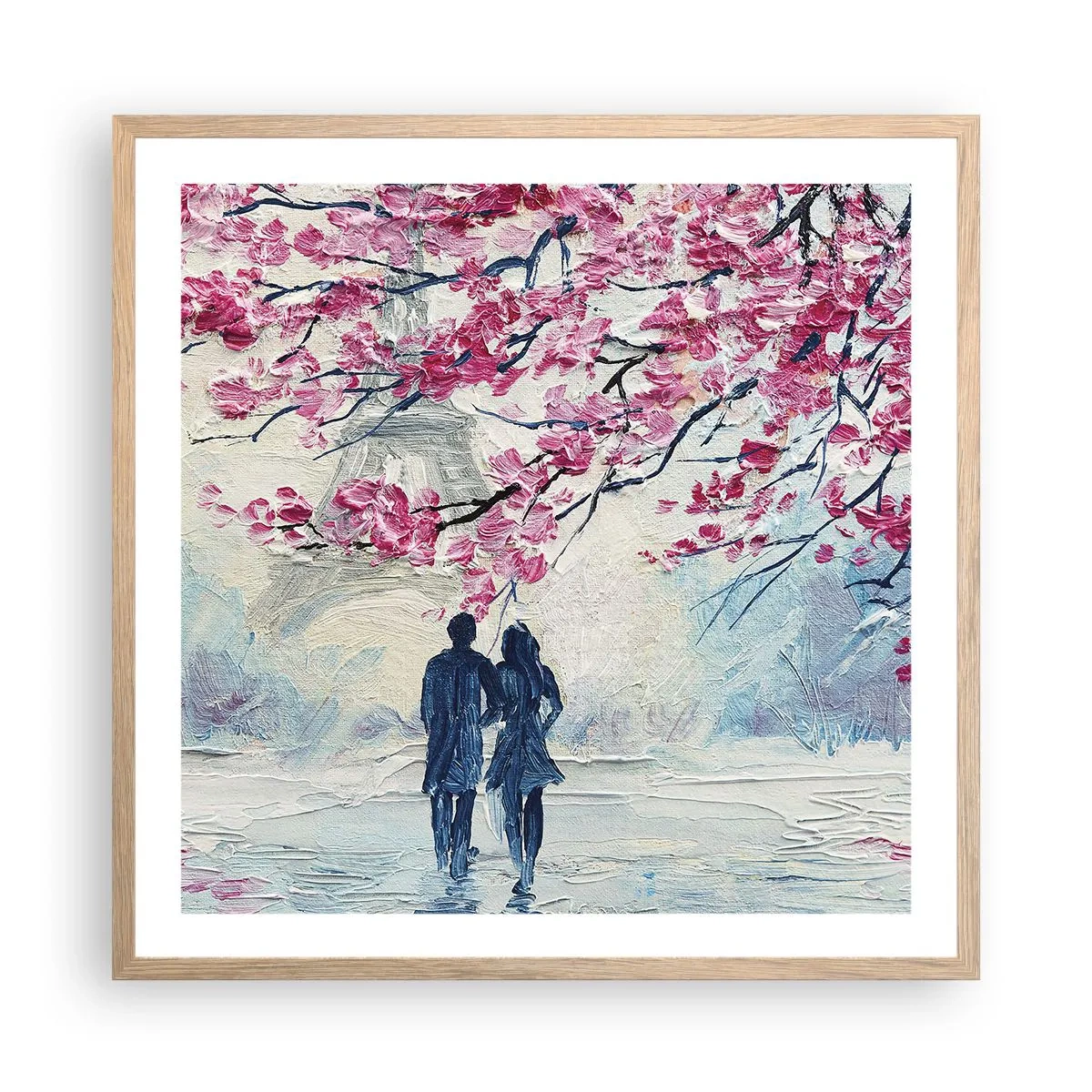 Poster în ramă de stejar deschis - Plimbare romantică - 60x60 cm