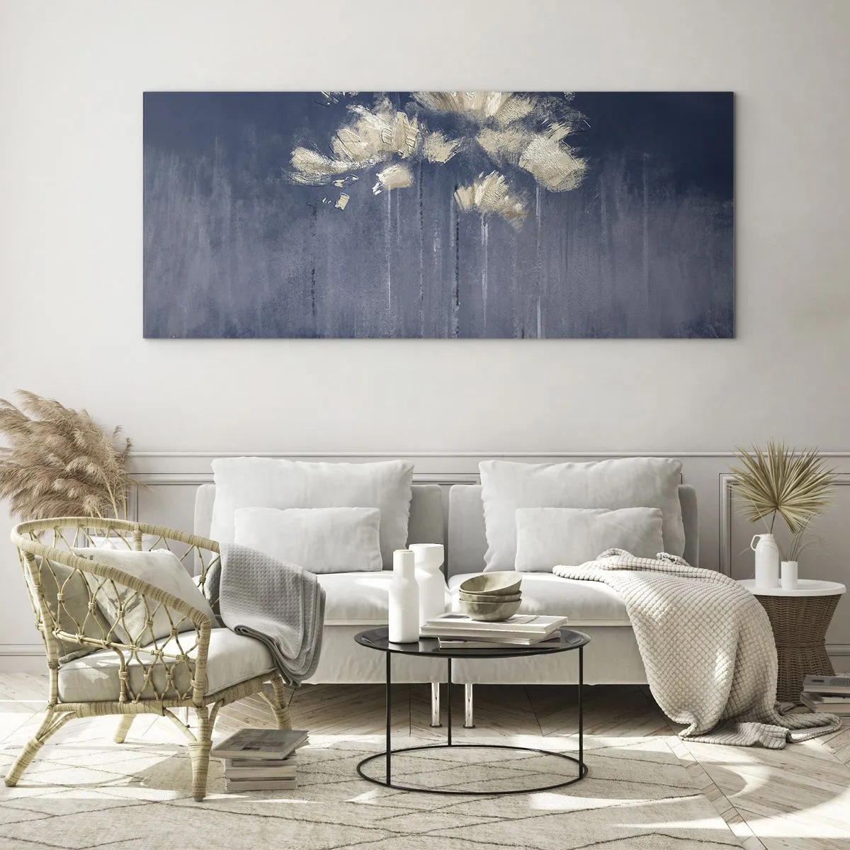 Tablou pe sticlă - Ca petalele în vânt - 100x40 cm