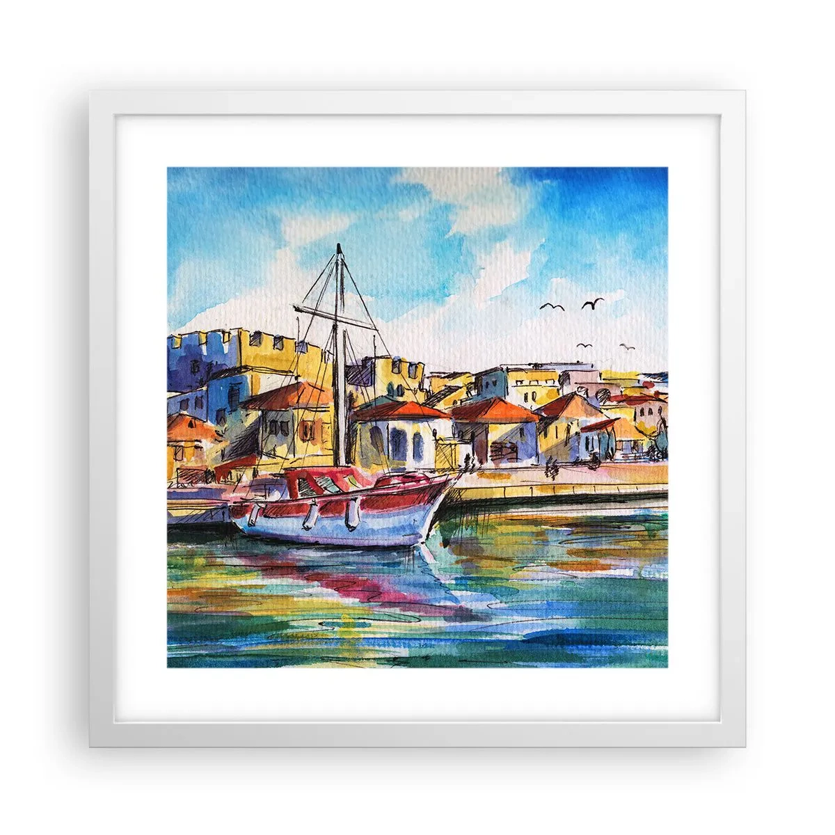 Poster în ramă albă - Curcubeu după-amiază - 40x40 cm