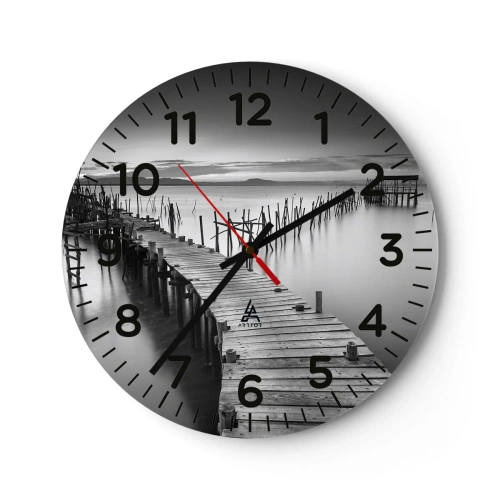Ceas de perete - Ceas pe sticlă - Liniștea unui țărm uitat - 30x30 cm