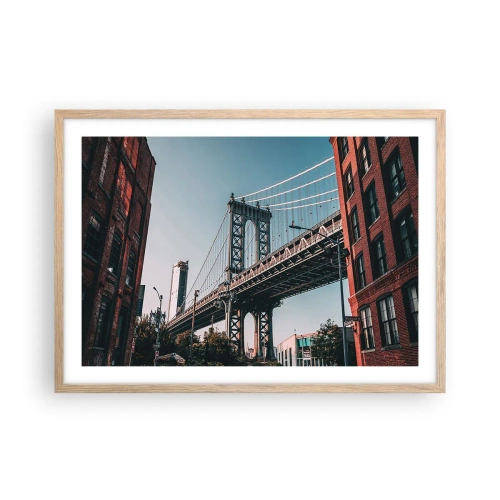 Poster în ramă de stejar deschis - În valurile orașului - 70x50 cm