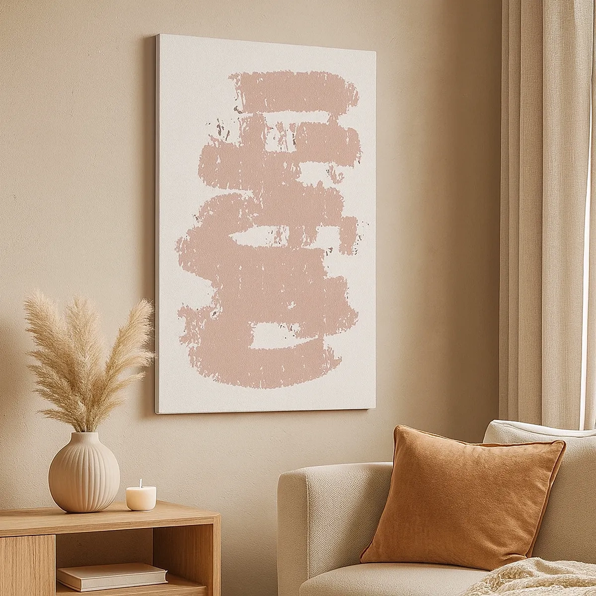 Tablou pe pânză - Abstracție în roz moale - 50x70 cm