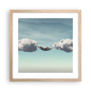 Poster în ramă de stejar deschis - Fericirea momentului - 40x40 cm