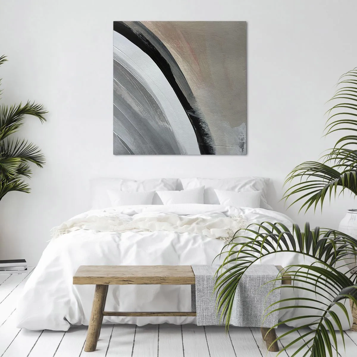 Tablou pe pânză - Compoziție: arc de negru și gri - 60x60 cm
