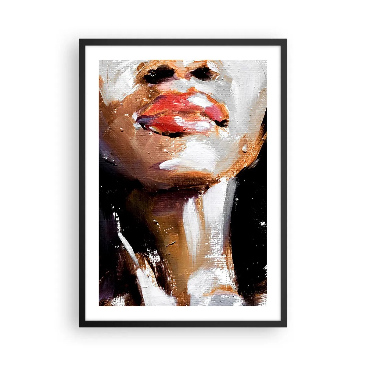 Poster în ramă neagră - Portret abstract al unei femei cu buze roșii - 50x70cm - Mândrie fără prejudecăți - Decorațiune modernă pentru perete pentru living și dormitor ARTTOR